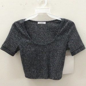 charcoal scoop neck crop top